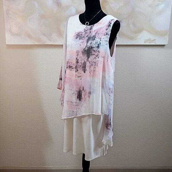 H By Halston Flowy Overlay Semi-Sheer One-Shoulder Dress - Picture 11 of 15